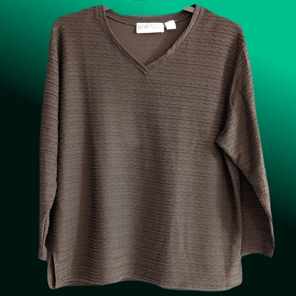 Extra Touch International -- Textured Brown Top -- 2X